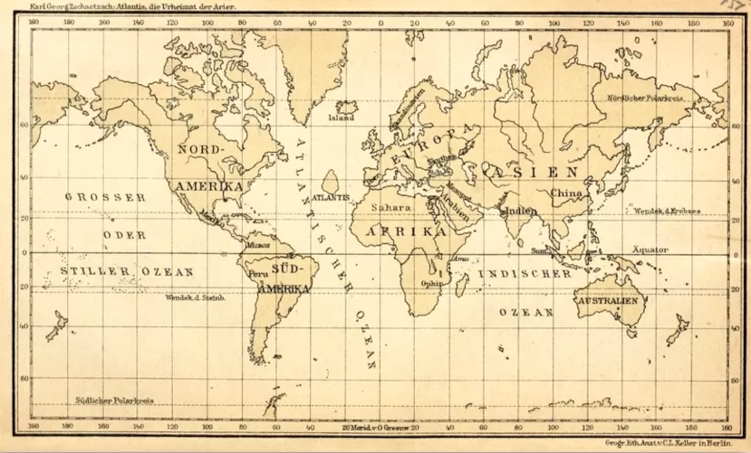 Карта из книги Карла Цеча Атлантида — родина арийцев, 1922