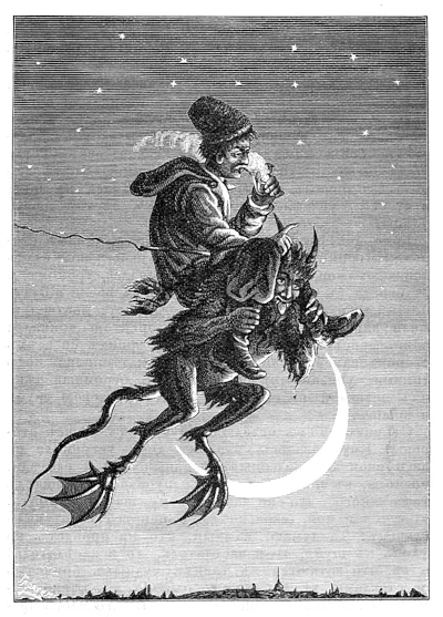 Полёт кузнеца Вакулы на чёрте из повести Н. В. Гоголя «Ночь перед рождеством»