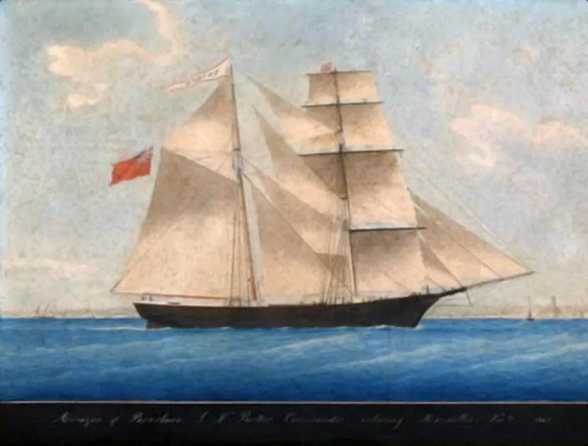 Рисунок корабля «Амазонка» (Amazon), позже переименованного в «Мария Целеста» (Mary Celeste)